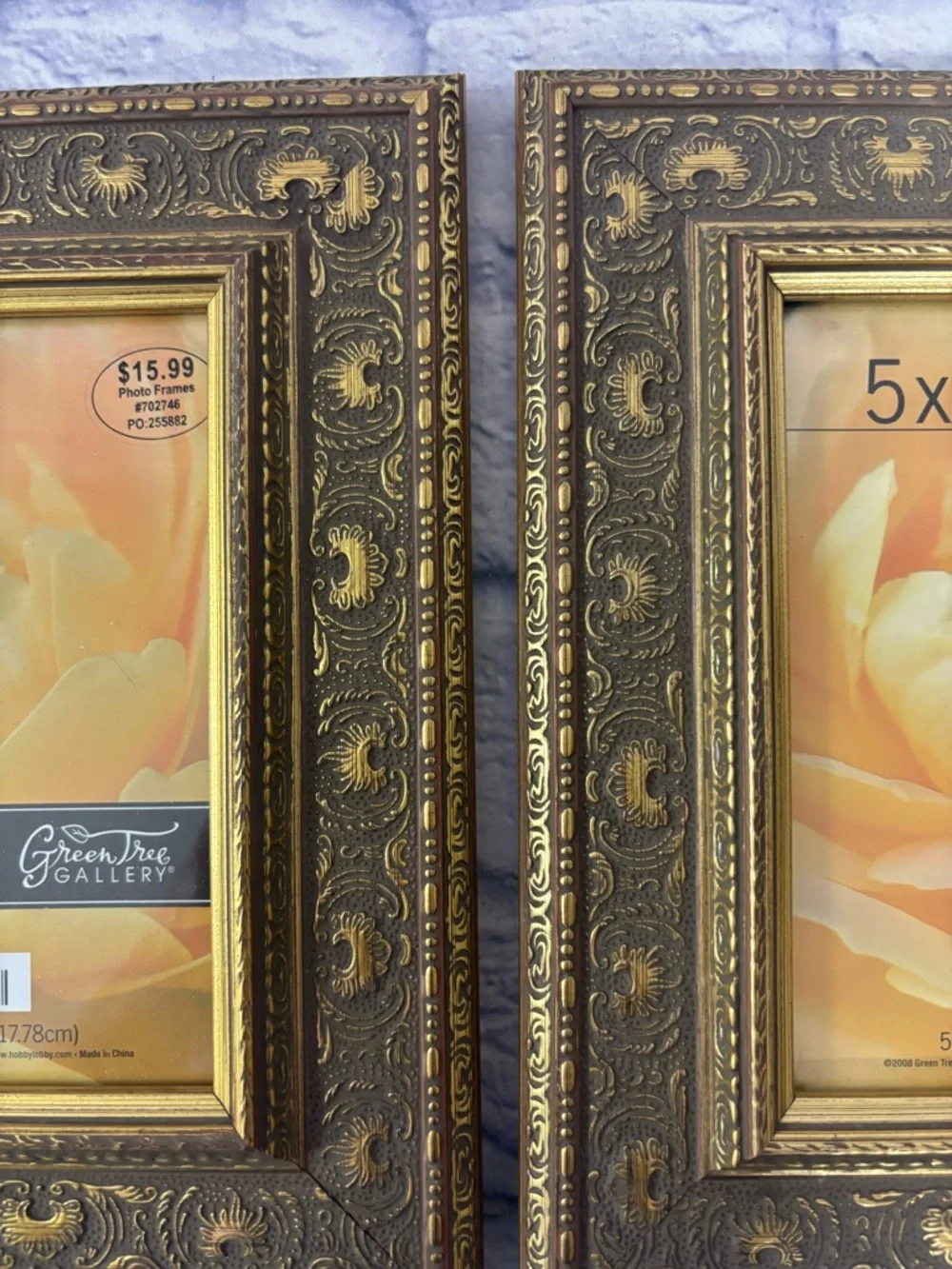 Gold Ornate Picture Frames  Holds 5x7 (frame 9x11) Green Tree Gallery Set Of 2